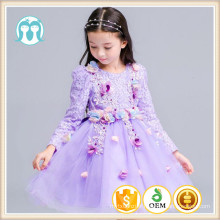 lavande dentelle robes de soirée nouvelle année enfants vêtements manches longues fête d&#39;anniversaire de noël soir enfants fleur filles robes